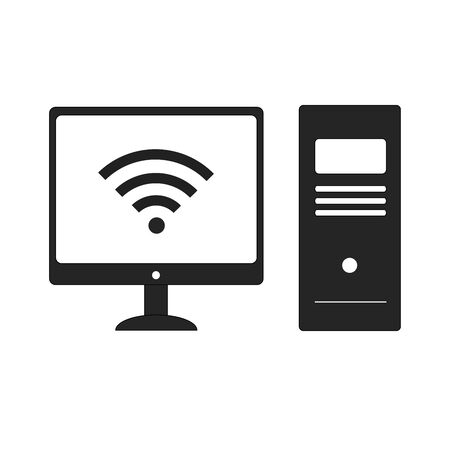 Computer icon isolated on white background. Flat PC symbol. Vector illustration, EPS10.のイラスト素材