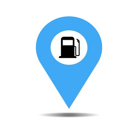 Gas station blue icon map pointer, check in vector illustration.のイラスト素材