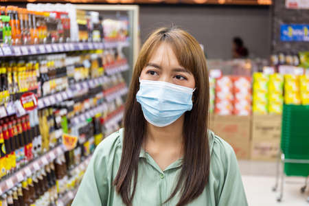Women wear masks to shop in supermarkets, new normal lifestyles