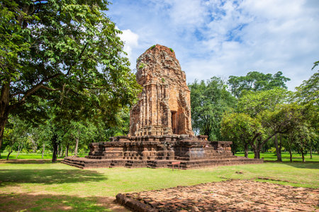 Phra Prang in Si Thep historical park It is an architecture in the Dvaravati period in Phetchabun Province, Thailand.の写真素材