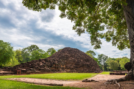 Phra Prang in Si Thep historical park It is an architecture in the Dvaravati period in Phetchabun Province, Thailand.の写真素材