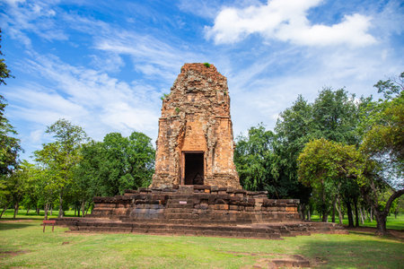 Phra Prang in Si Thep historical park It is an architecture in the Dvaravati period in Phetchabun Province, Thailand.の写真素材