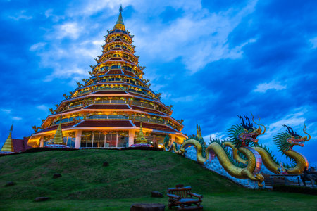 Wat Hyua Pla Kang, Chinese temple in Chiang Rai Thailand, This is the most popular and famous temple in Chiang Rai.の写真素材