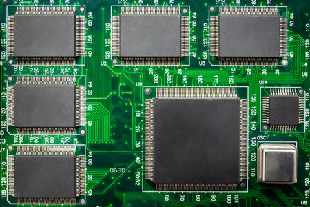 Closeup of Chips on boards of computer and smart devices Processing phone. Select focus and Copy...