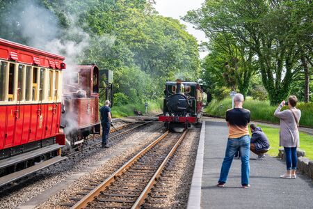 Castletown,Isle of Man, June 16, 2019. The Isle of Man Railway is a narrow gauge steam-operated railway connecting Douglas with Castletown and Port Erinのeditorial素材