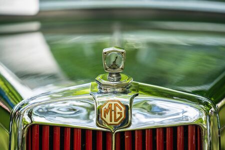 Bedford, Bedfordshire, UK. June 2 2019. Festival of Motoring, fragment of a Vintage MG sports carのeditorial素材