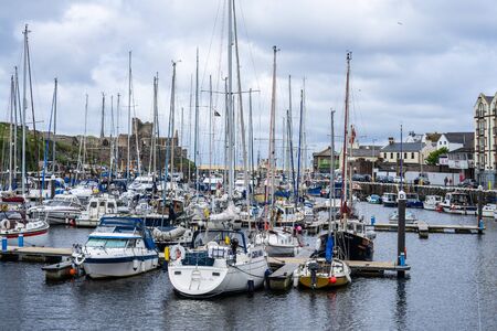 Peel, Isle of Man, June 16,2019. It is a seaside town and small fishing port on the Isle of Man, in the historic parish of German but administered separately.のeditorial素材