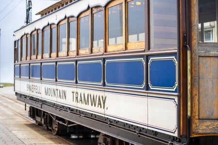 Laxey, Isle of Man, June 15, 2019. The Snaefell Mountain Railway is an electric mountain railway on...