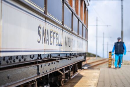 Laxey, Isle of Man, June 15, 2019. The Snaefell Mountain Railway is an electric mountain railway on...