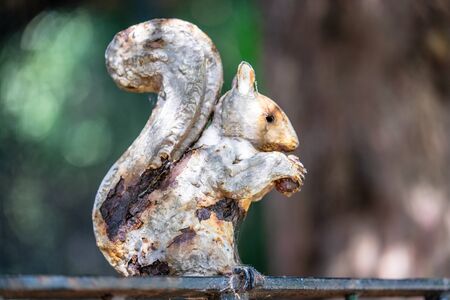 Metal rusty birds garden ornament. Cast Iron Garden Birds Ornamentの写真素材