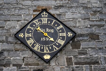 Castletown, Isle of Man, June 15, 2019. Castle Rushen clock is a notable landmark in Castletown, having been presented by Queen Elizabeth I of England in 1597のeditorial素材