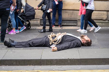 Edinburgh, Scotland, August 8th 2019.Edinburgh Festival Fringe.Street Performer.のeditorial素材