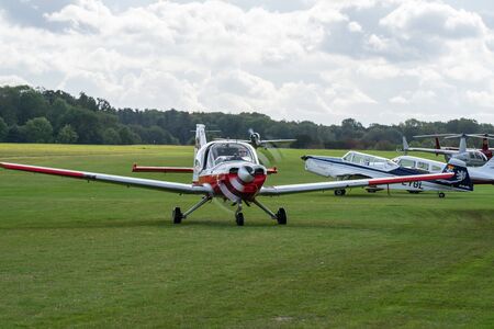OLD WARDEN, BEDFORDSHIRE, UK ,OCTOBER 6, 2019. Scottish Aviation Bulldog Series 120. Race Day at Shuttleworth.のeditorial素材