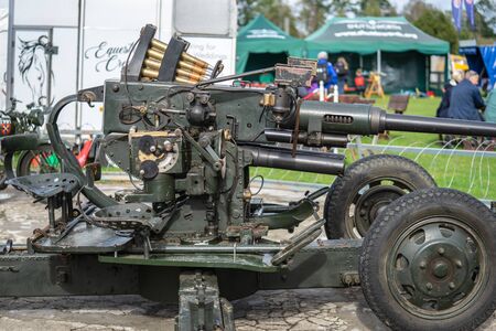 OLD WARDEN, BEDFORDSHIRE, UK ,OCTOBER 6, 2019. Bofors QF 40mm Anti Aircraft Gun. Race Day at...