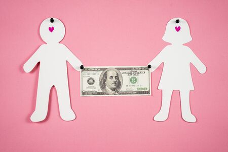 Large paper people shapes.Love conceptの写真素材