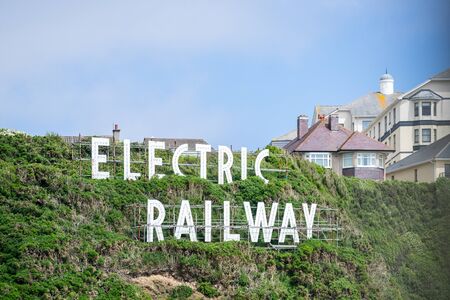 Laxey, Isle of Man, June 15, 2019. The Manx Electric Railway logoのeditorial素材