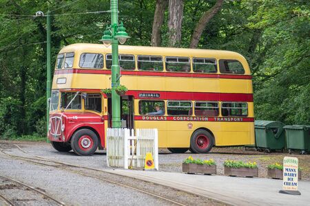 Douglas, Isle of Man, June 16, 2019.Double decker busのeditorial素材