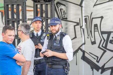 London, UK ,August 25, 2019. Notting hill carnival.Metropolitan police patrol.