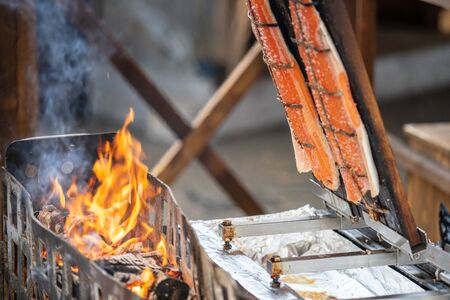 Glow fried salmon, a Finnish delicacy, prepared in the traditional way.