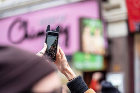 London, January 26, 2020. Spectators taking pictures with cell phones during Chinese New Year...
