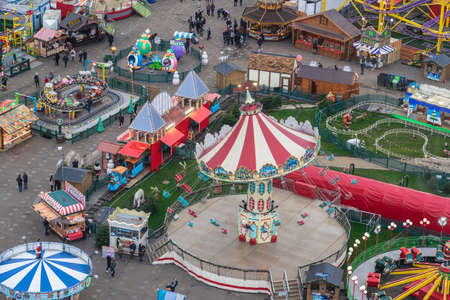 London, UK 5th January, 2020. An amusement park is a park that features various attractions, such as rides and games, as well as other events for entertainment purposesのeditorial素材