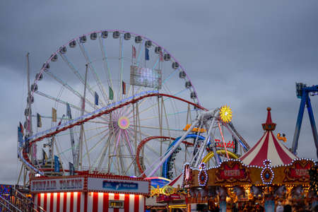 London, UK 5th January, 2020. An amusement park is a park that features various attractions, such as rides and games, as well as other events for entertainment purposesのeditorial素材