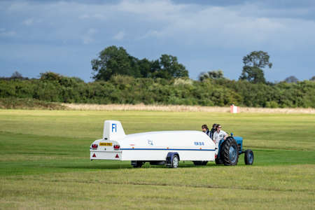 OLD WARDEN, BEDFORDSHIRE, UK ,OCTOBER 6, 2019. The trailer to be shipped is empty except for gear...