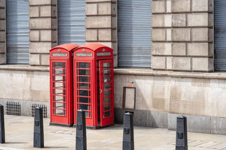 Red telephone box, a telephone kiosk for a public telephone. UK, London, May 29, 2021のeditorial素材