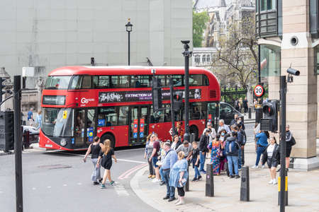 A double decker bus, red London bus. UK, London, May 29, 2021