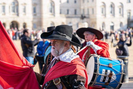 The Kings Army, part of the English Civil War Society. 50th Anniversary of the Kings Army parade. London, January 30, 2022のeditorial素材