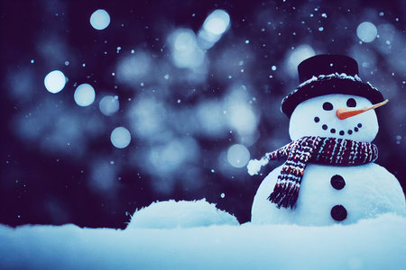 Snowman on Christmas Night. Neural network generated art. Digitally generated image. Not based on...