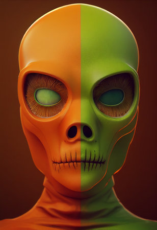 Halloween concept. Neural network generated art. Digitally generated image. Not based on any actual scene or pattern. High quality illustration.の写真素材