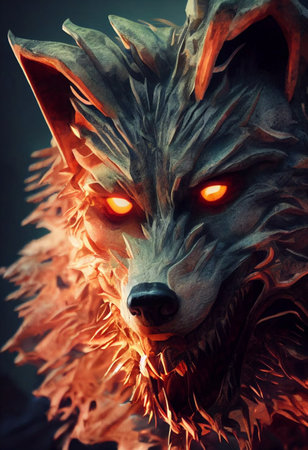 Werewolf. Neural network generated art. Digitally generated image. Not based on any actual scene or pattern. High quality illustrationの写真素材