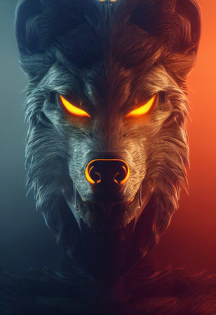 Werewolf. Neural network generated art. Digitally generated image. Not based on any actual scene or pattern. High quality illustrationの写真素材
