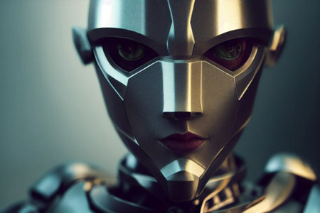Artificial intelligence self portrait. Digitally generated image. Not based on any actual scene or pattern. 3D Renderの写真素材