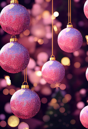 Christmas background created from pink Christmas balls. Digitally generated image. Not based on any actual scene or pattern.3D Render. High quality 3d illustrationの写真素材