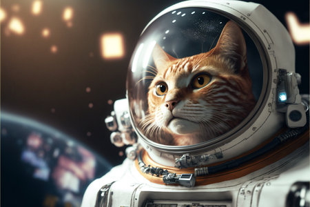 Cat as an Astronaut created with generative AI technology. High quality illustrationの写真素材