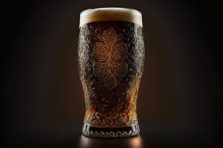 A pint of beer standing on the table created with generative AI technology. High quality illustrationの写真素材
