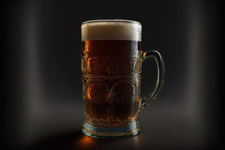 A pint of beer standing on the table created with generative AI technology. High quality illustrationの写真素材