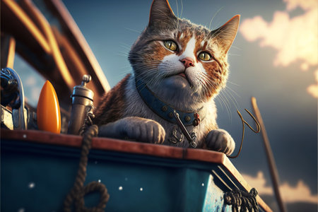 Cat as a soldier of the Ukrainian army created with generative AI technology. High quality illustrationの写真素材