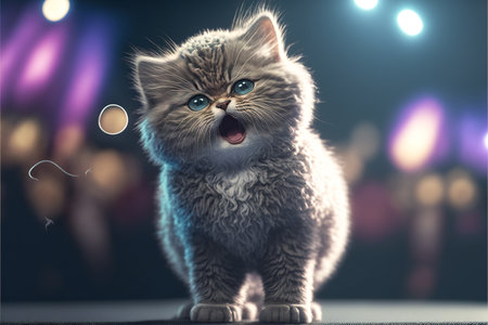 Cats as rock stars at concert created with generative AI technology. High quality illustrationの写真素材