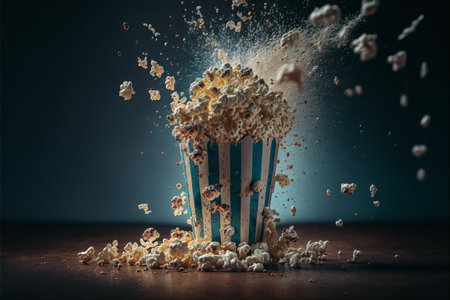 Freshly made popcorn while it is still popping created with generative AI technology. High quality illustrationの写真素材