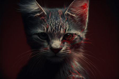 Cat after fight with another cat created with generative AI technology. High quality illustrationの写真素材