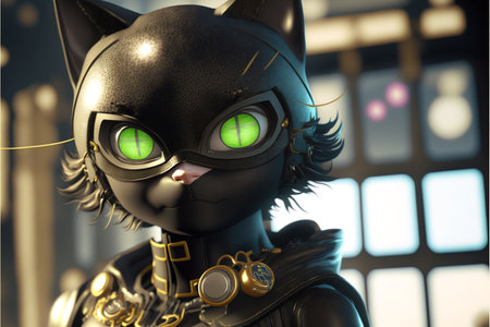 Cat Superhero created with generative AI technology. High quality illustrationの写真素材