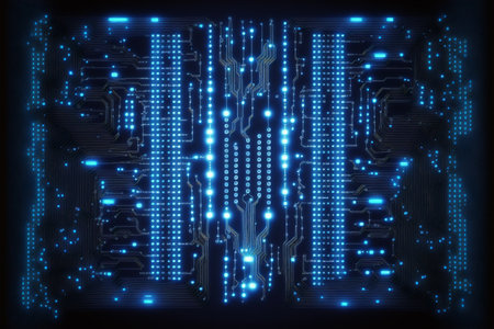 Abstract computer circuit board or motherboard or mainboard created with generative AI technology. High quality illustrationの写真素材