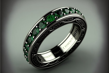 Emerald and Diamond Eternity Ring created with generative AI technology. High quality illustrationの写真素材