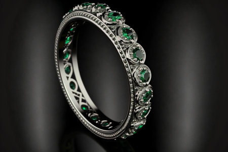 Emerald and Diamond Eternity Ring created with generative AI technology. High quality illustrationの写真素材