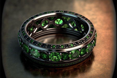 Emerald and Diamond Eternity Ring created with generative AI technology. High quality illustrationの写真素材