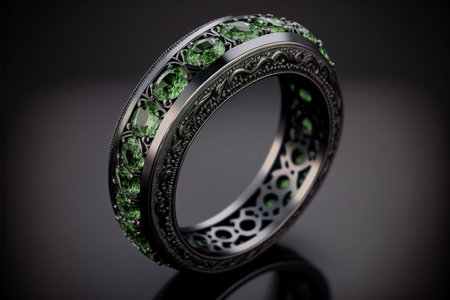 Emerald and Diamond Eternity Ring created with generative AI technology. High quality illustrationの写真素材