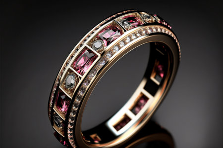 Pink Tourmaline and diamond full eternity ring created with generative AI technology. High quality illustrationの写真素材